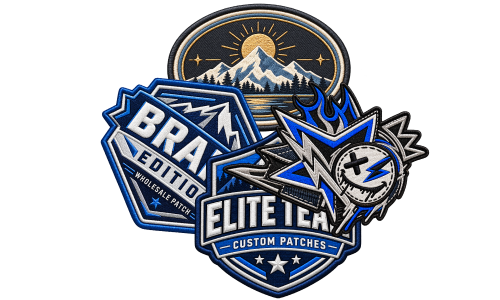 Collection of custom iron-on embroidered patches for clothes, jackets and jeans