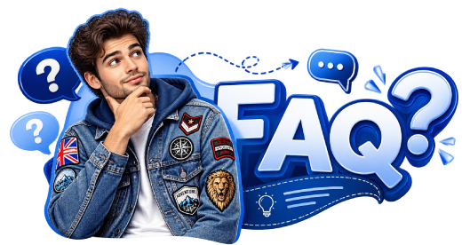 Customer exploring frequently asked questions about custom patches and patch services
